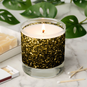 Gold faux sparkles glitter bling scented candle