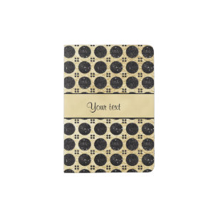 Gold Faux & Sparkly Black Glitter Spots Passport Holder