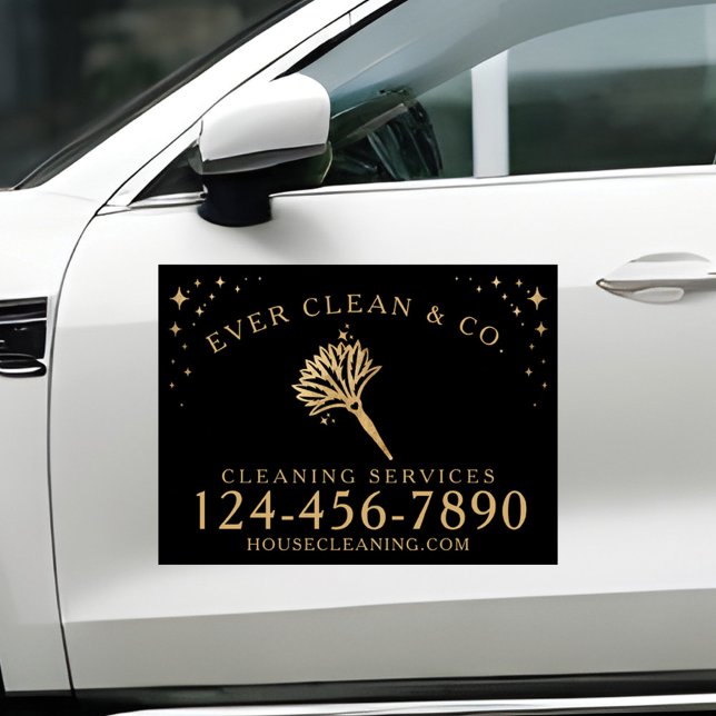 Gold Feather Duster Professional House Cleaning Car Magnet (Gold Feather Duster Professional House Cleaning Car Magnet)