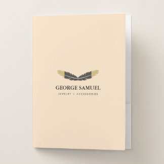 Gold Feather Logo Presentation Pocket Folder