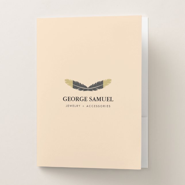 Gold Feather Logo Presentation Pocket Folder (Front)