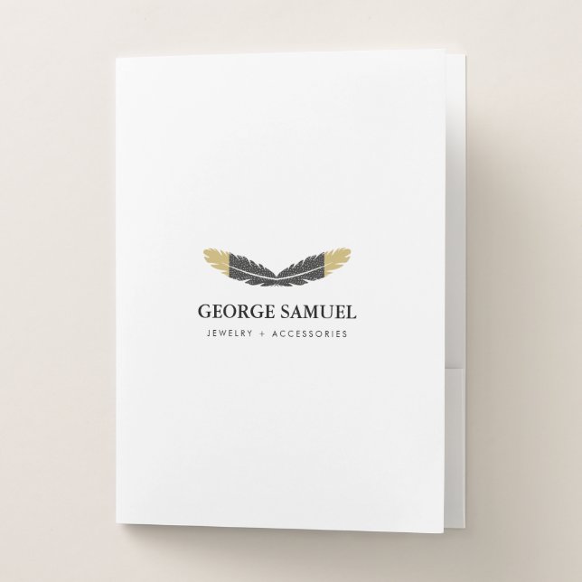 Gold Feather Logo Presentation Pocket Folder (Front)