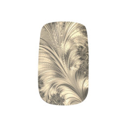 Gold Feather Nail Art