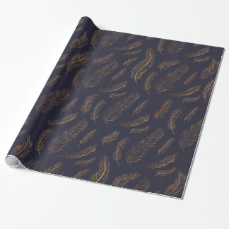 Gold feather Patterned Wrapping Paper