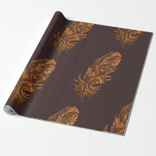 Gold Feather Wrapping Paper