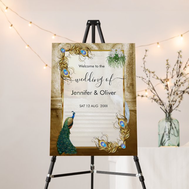 Gold feathers and Peacocks  Foam Board (In Situ (Stand))