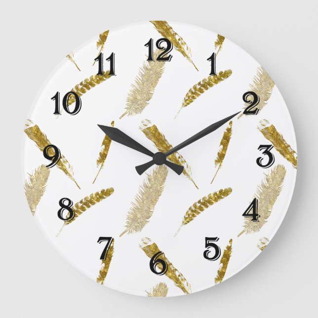 Gold Feathers Large Clock (Front)