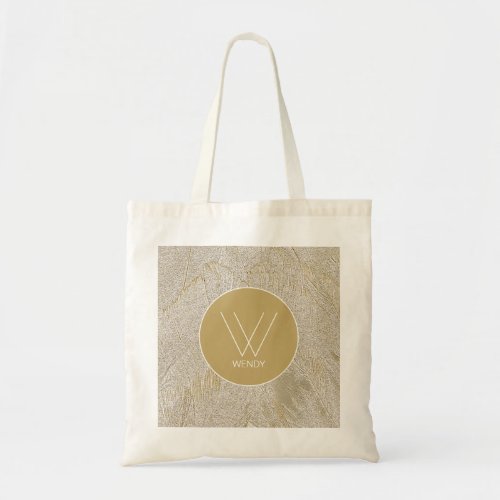 Gold Feathers Monogram Tote Bag