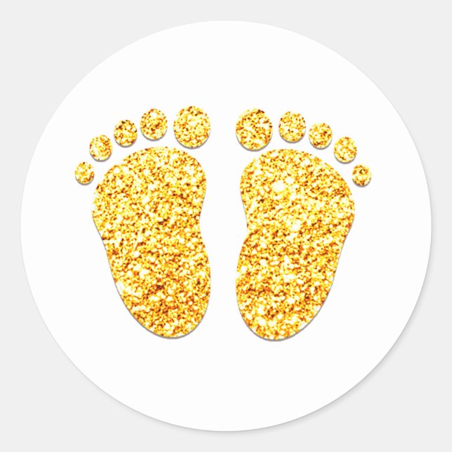 Gold Feet Baby Shower Party Favor Thank You White Classic Round Sticker (Front)