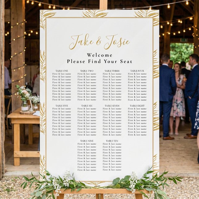 Gold fern leaf Wedding Seating Foam Board (Creator Uploaded)