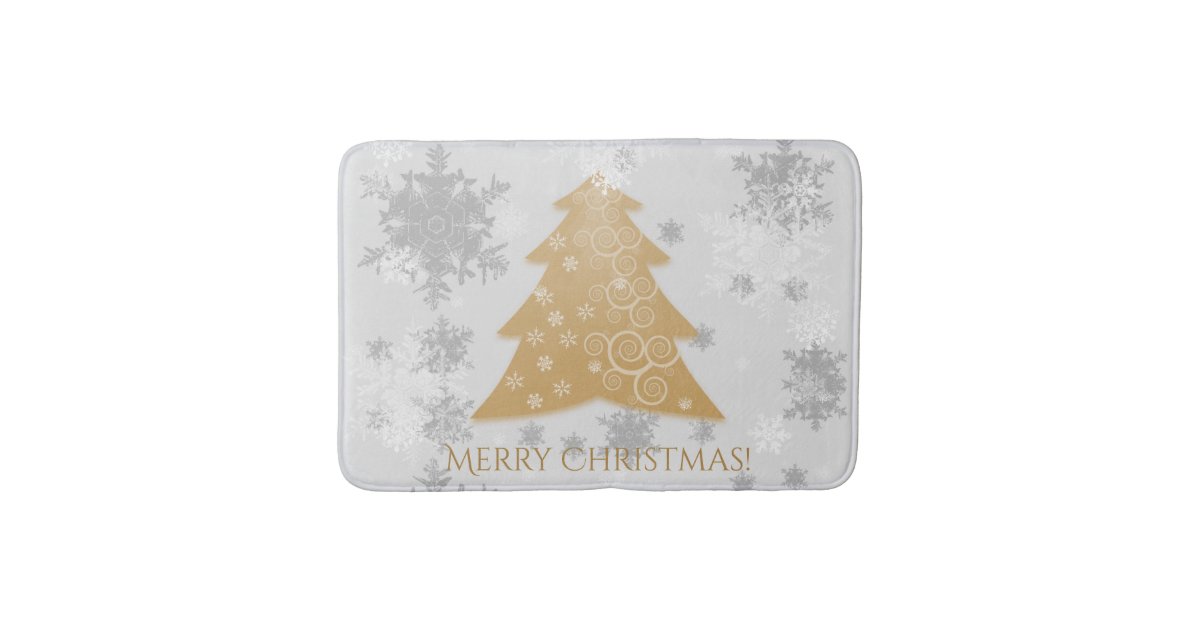 Gold Festive Christmas Tree Bath Mat Zazzle