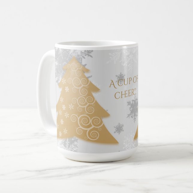 Gold Festive Christmas Tree Coffee Mug (Front Left)