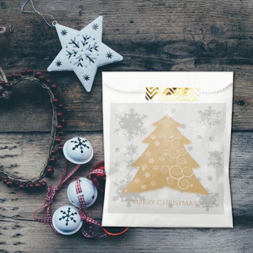 Gold Festive Christmas Tree Favor Bag