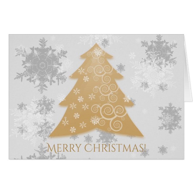 Gold Festive Christmas Tree Holiday Greeting Card (Front Horizontal)
