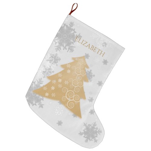 Gold Festive Christmas Tree Stocking