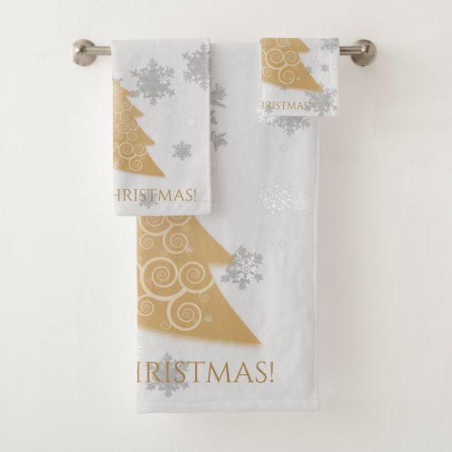 Gold Festive Christmas Tree Towel Set
