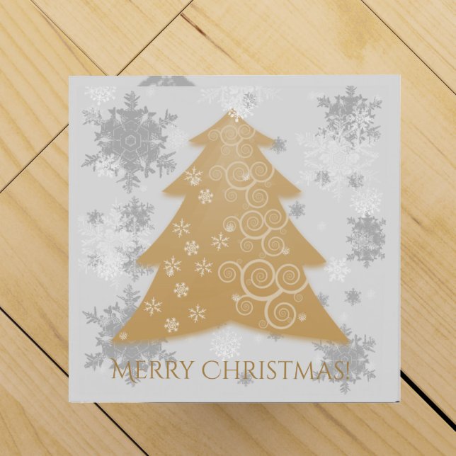 Gold Festive Christmas Tree Wine Gift Box (Top)