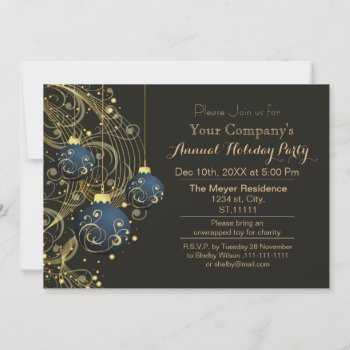 Gold Festive Corporate Holiday Party Invite by XmasMall at Zazzle