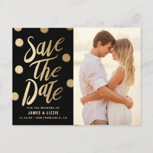 Gold Festive Dots Photo Save the Date Postcard