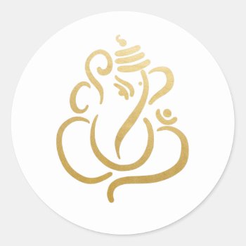 Gold Festive Ganesh | Indian God Classic Round Sticker by ohwhynotweddings at Zazzle