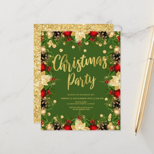 Gold Festive Glitter Christmas Corporate Green