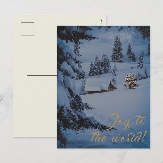 Gold Festive Joy To The World Holiday Postcard (Front/Back)