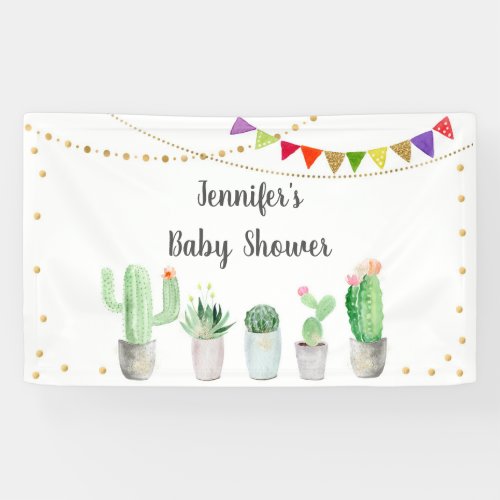 Gold Fiesta Cactus Baby Shower Banner