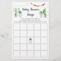 Gold Fiesta Cactus Baby Shower Bingo Game