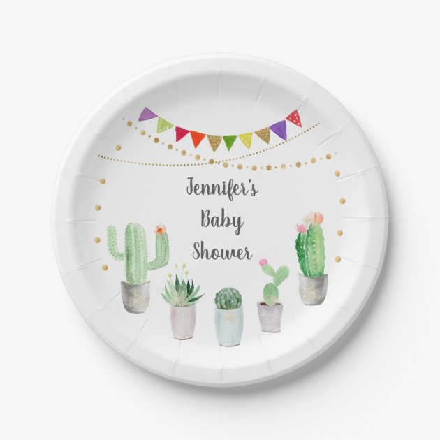 Cactus baby shower sales plates