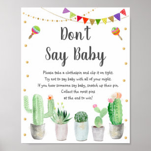 Gold Fiesta Cactus Don't Say Baby Game Poster