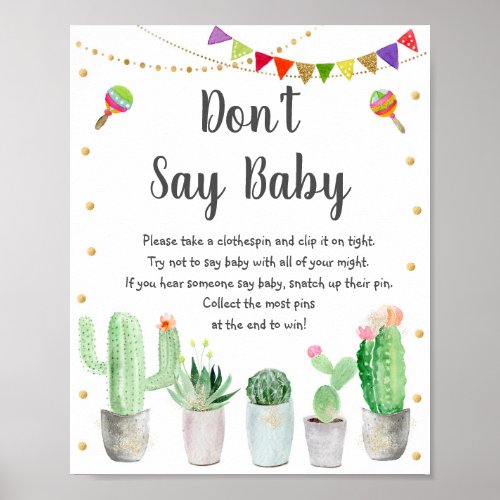 Gold Fiesta Cactus Dont Say Baby Game Poster