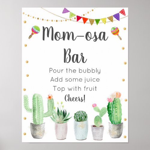 Gold Fiesta Cactus Mom_osa Bar Baby Shower Sign