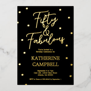 Gold Fifty and Fabulous Script 50th Birthday Foil Invitation