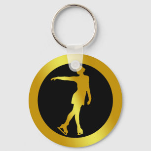 GOLD FIGURE SKATER KEYCHAIN