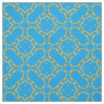 Gold Filigree and Turquoise Pattern Fabric
