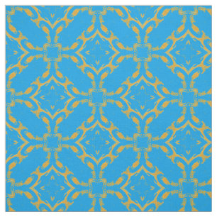 Gold Filigree and Turquoise Pattern Fabric