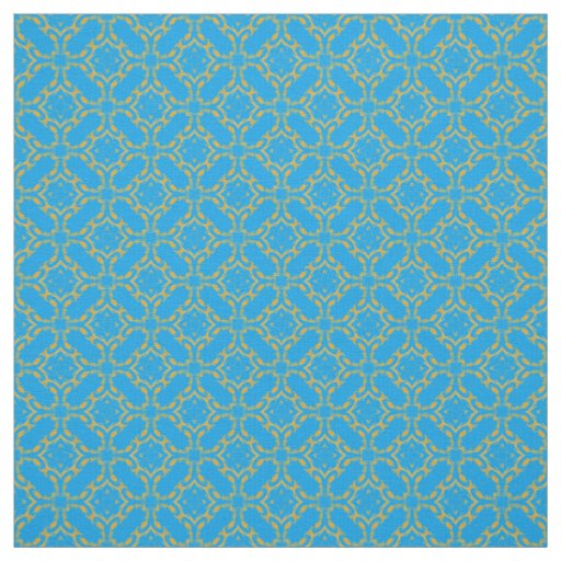 Gold Filigree and Turquoise Pattern Fabric