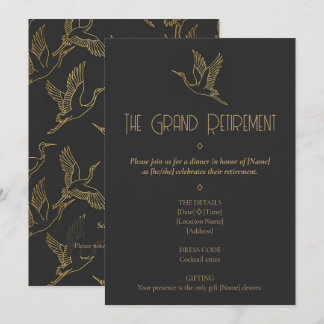 Gold Filigree Art Deco | Crane Retirement Invitation