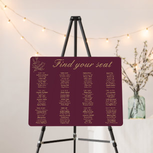 Gold Filigree Art Deco Fairy Wren Seating Chart Foam Board