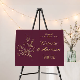 Gold Filigree Art Deco Fairy Wren Welcome Sign