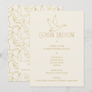 Gold Filigree Art Deco Goose 50th Birthday Invitation