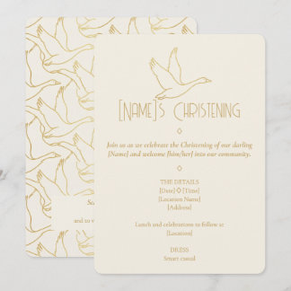 Gold Filigree Art Deco | Goose Christening Invitation
