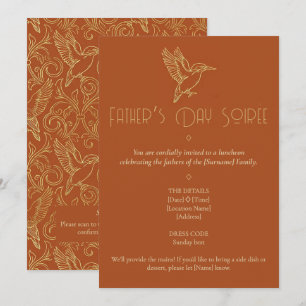 Gold Filigree Art Deco Kingfisher Father's Day Invitation
