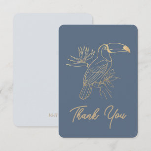 Gold Filigree Art Deco   Toucan Estate Grey Flat Thank You Card