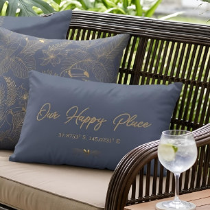 Gold Filigree Art Deco Toucan Happy Place Accent Pillow