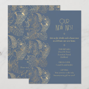 Gold Filigree Art Deco Toucan Housewarming Invitation