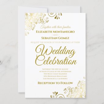 Gold Filigree Chic Elegant Formal Wedding Invitation | Zazzle