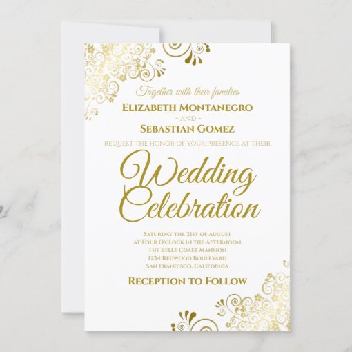 Gold Filigree Chic Elegant Formal Wedding Invitation | Zazzle