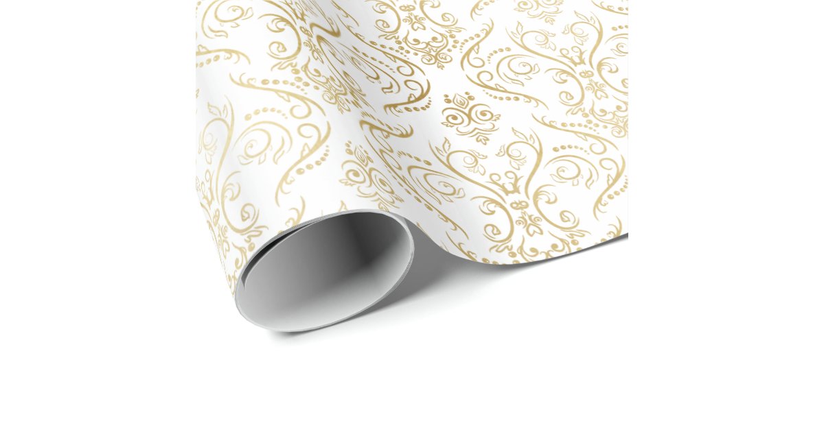 Gold Filigree Damask 2 Wrapping Paper Zazzle
