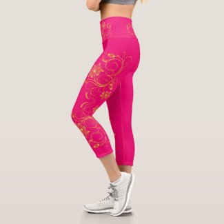 Gold Filigree Floral Vine Sporty chic Activewear